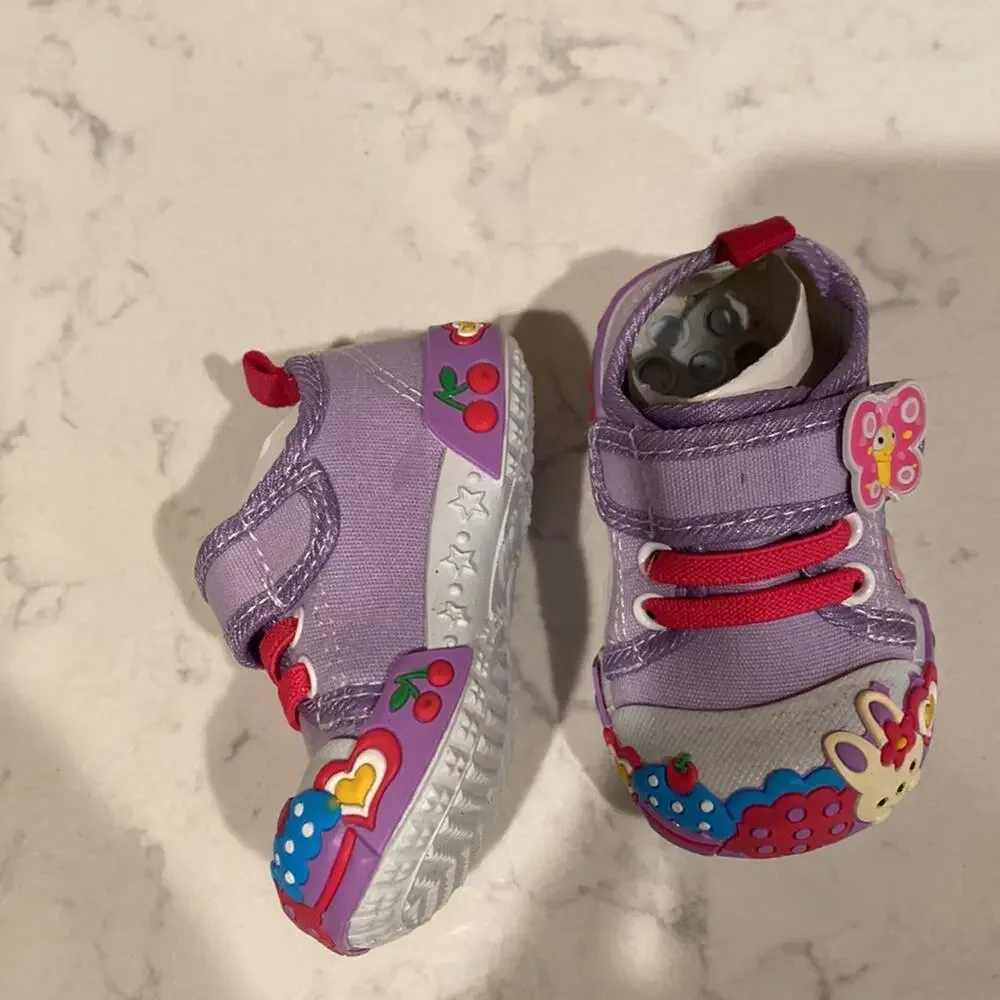 Papos purple bunny sneaker girls closure girly cute maximalist size 1